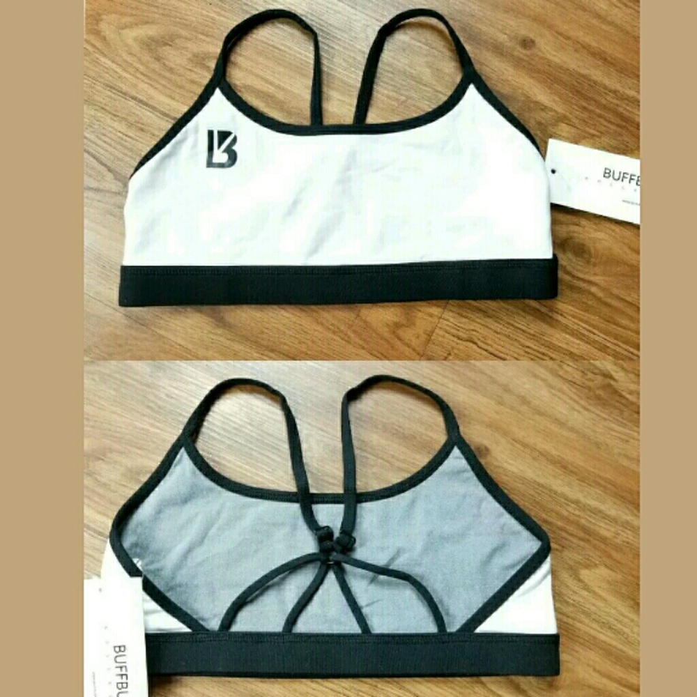 Buff bunny strappy sports bra M white